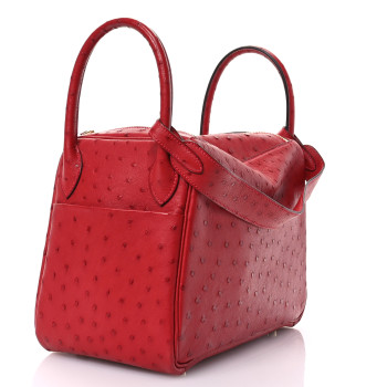 HERMES Ostrich Verso Lindy 30 Rouge De Coeur Rouge Piment