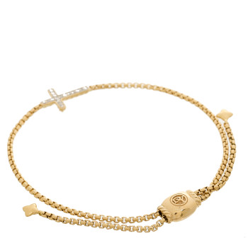 DAVID YURMAN 18K Yellow Gold Diamond Petite Pave Cross Chain Bracelet