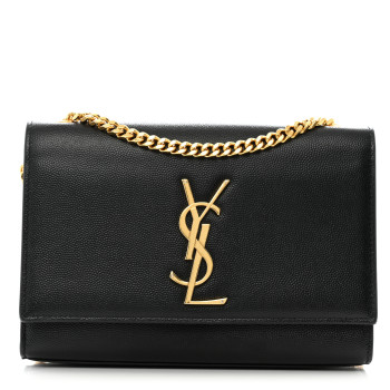 SAINT LAURENT Grain De Poudre Small Monogram Kate Satchel Black