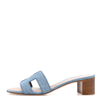 HERMES Denim Oasis Sandals 37 Bleu Clair