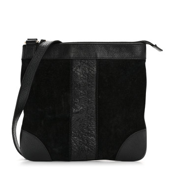 GUCCI Guccissima Suede Crossbody Bag Black