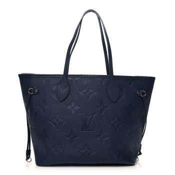 LOUIS VUITTON Empreinte Monogram Giant Neverfull MM Navy
