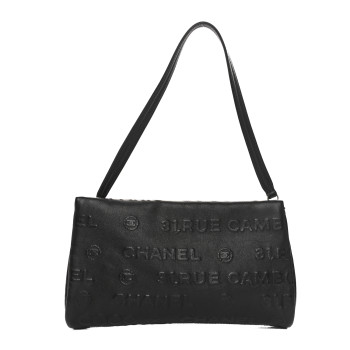 CHANEL Lambskin Rue Cambon Wristlet Black