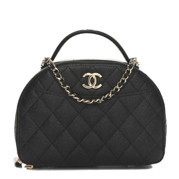 CHANEL Caviar Quilted Top Handle Vanity Case Black