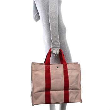 HERMES Canvas Herline GM Tote Red