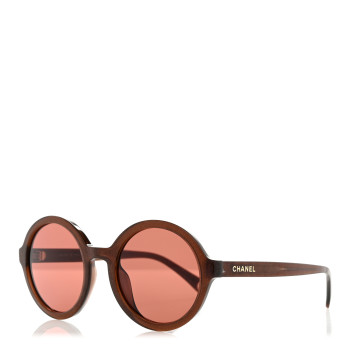CHANEL Acetate Polarized Round Glitter Sunglasses 5522U Brown