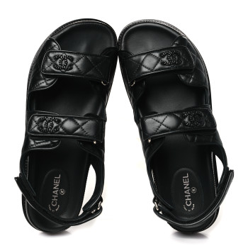 CHANEL Lambskin Velcro Dad Sandals 40 Black CHANEL Lambskin Velcro Dad Sandals 40 Black