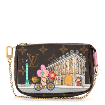 LOUIS VUITTON Monogram 2022 Christmas Animation Paris Mini Pochette Accessories Pink