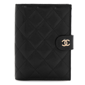 CHANEL Caviar Quilted Passport Holder Black