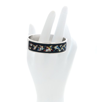 HERMES Enamel Printed Canard Bracelet S Black