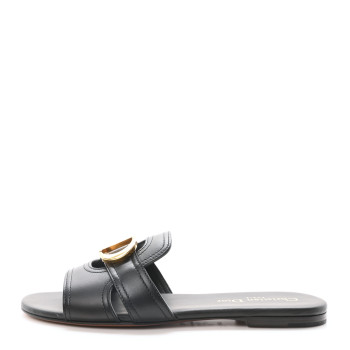 CHRISTIAN DIOR Calfskin 30 Montaigne Flat Slide Sandals 36.5 Black