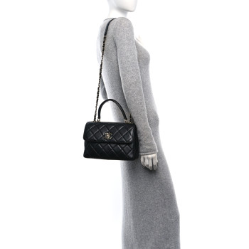 CHANEL Lambskin Quilted Small Trendy CC Dual Handle Flap Bag Black