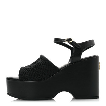 CHANEL Lambskin CC Platform Sandals 37 Black