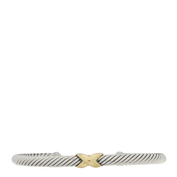 DAVID YURMAN Sterling Silver 14K Yellow Gold 4mm X Station Cable Bracelet