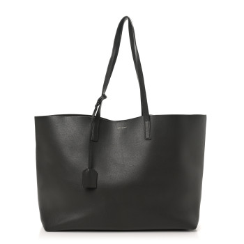 SAINT LAURENT Calfskin Large Shopping Tote Asphalt