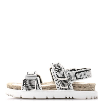 CHRISTIAN DIOR Technical Knit Jute Dioract 10mm Sandals 37 White Black