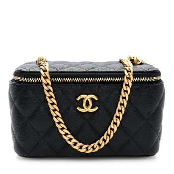 CHANEL Caviar Quilted Sweetheart Vanity Case Black
