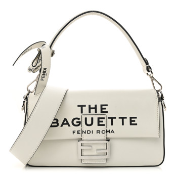 FENDI X MARC JACOBS Nappa Logo Medium Baguette White