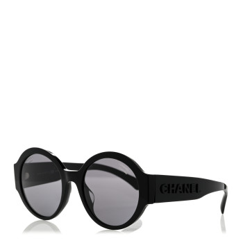 CHANEL Acetate Polarized Round Sunglasses 5410-A Black