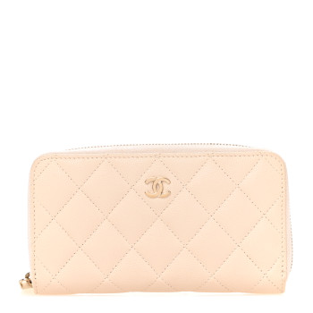 CHANEL Caviar Quilted Medium Zip Around Wallet White