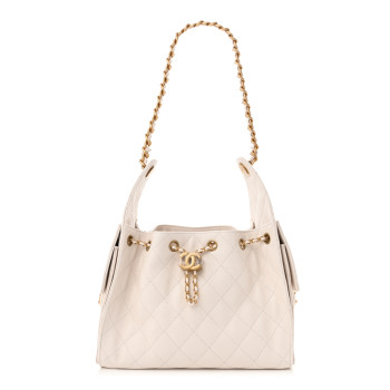 CHANEL Caviar Quilted Small Chanel 25 Handbag White