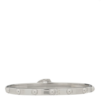 LOUIS VUITTON 18K White Gold Clous Studded Bangle Bracelet 17