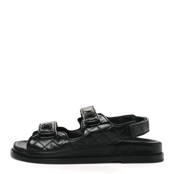 CHANEL Lambskin Velcro Dad Sandals 40 Black CHANEL Lambskin Velcro Dad Sandals 40 Black