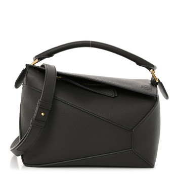 LOEWE Soft Grained Calfskin Small Puzzle Edge Bag Dark Grey