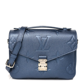 LOUIS VUITTON Metallic Empreinte Monogram Giant Pochette Metis Navy Nacre