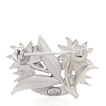 CHANEL Metal Resin Flower Brooch White