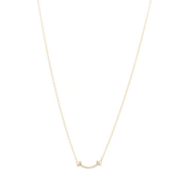 TIFFANY 18K Yellow Gold Diamond Mini T Smile Pendant Necklace