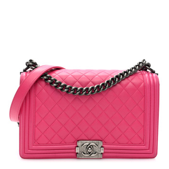 CHANEL Lambskin Quilted New Medium Boy Flap Pink