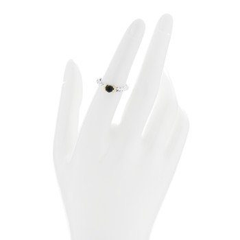 DAVID YURMAN Sterling Silver 14K Yellow Gold Black Onyx Cable Ring 52 6