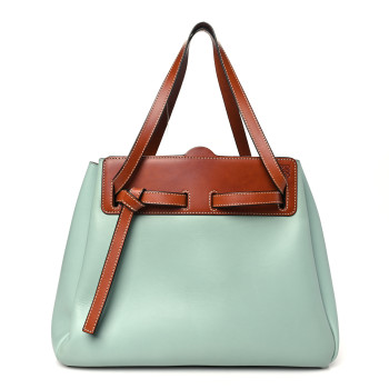 LOEWE Boxcalf Lazo Tote Blue Tan