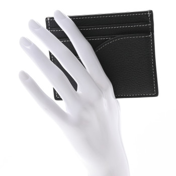 CHRISTIAN DIOR Grained Calfskin Saddle Card Holder Black
