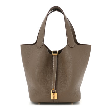 HERMES Taurillon Clemence Picotin Lock 22 MM Etoupe
