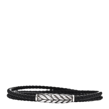 DAVID YURMAN Sterling Silver Chevron Triple-Wrap Bracelet Black