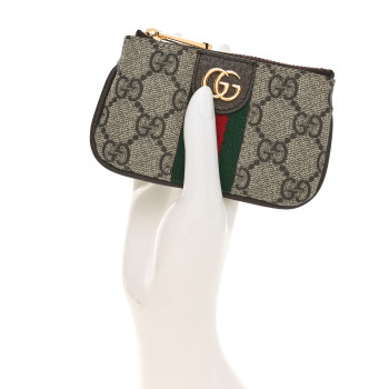GUCCI GG Supreme Monogram Web Ophidia Key Case Beige New Acero