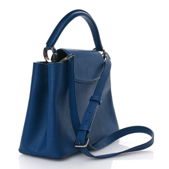 LOUIS VUITTON Taurillon Capucines PM Petrole Blue