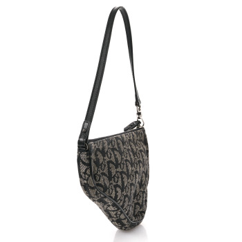 CHRISTIAN DIOR Monogram Mini Saddle Pochette Black
