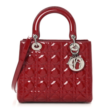 CHRISTIAN DIOR Patent Cannage Medium Lady Dior Red