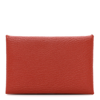 HERMES Chevre Mysore Calvi Card Case Brique