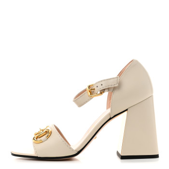 GUCCI Nappa Horsebit Cross Strap 95mm Sandals 40 Mystic White