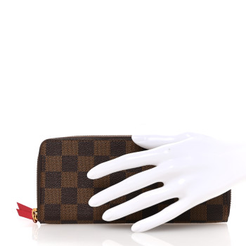 LOUIS VUITTON Damier Ebene Clemence Wallet Cherry