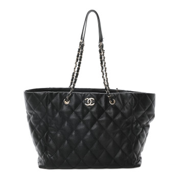 CHANEL Caviar Quilted Large Shopping Tote Black