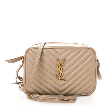 SAINT LAURENT Calfskin Matelasse Monogram Lou Camera Bag Dark Beige