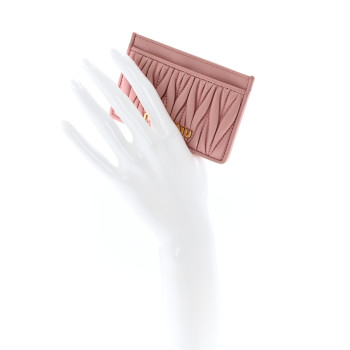 MIU MIU Nappa Matelasse Card Holder Rosa