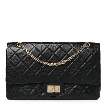 CHANEL Aged Calfskin Quilted 2.55 Reissue 226 Flap Black