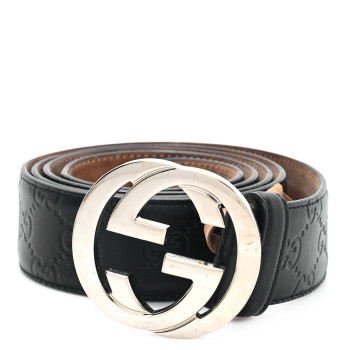 GUCCI Guccissima Signature Interlocking G 40mm Belt 120 48 Black