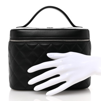 CHANEL Lambskin Quilted Large Vanity Pouch Black